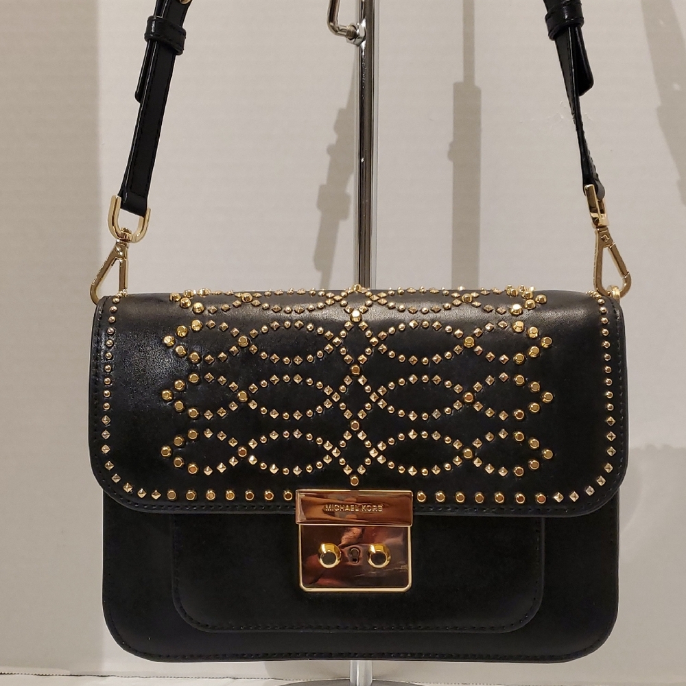 Michael Kors Black Studded Leather Shoulder Bag